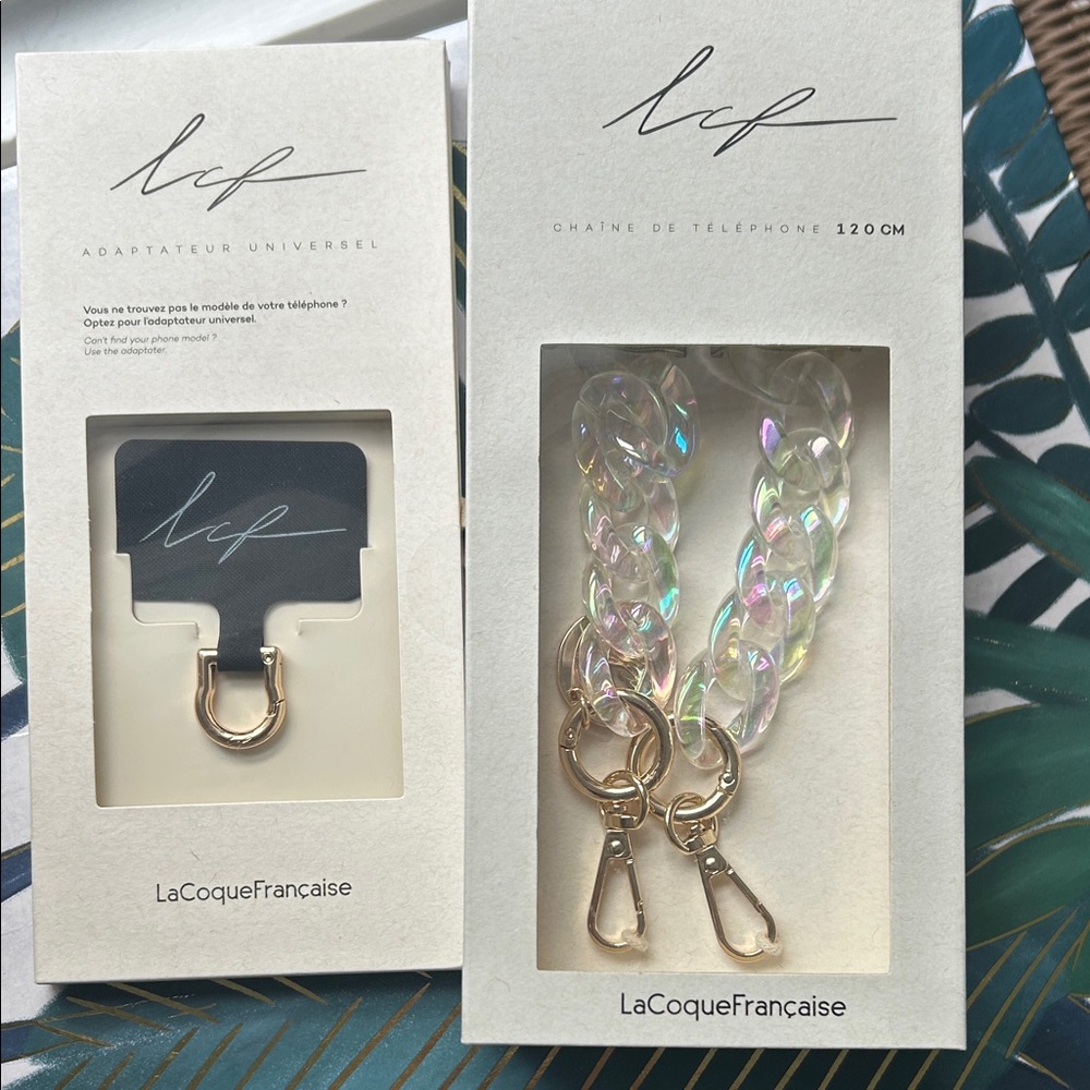 La Croque Francaise Sarah holographic  phone chain and adapter